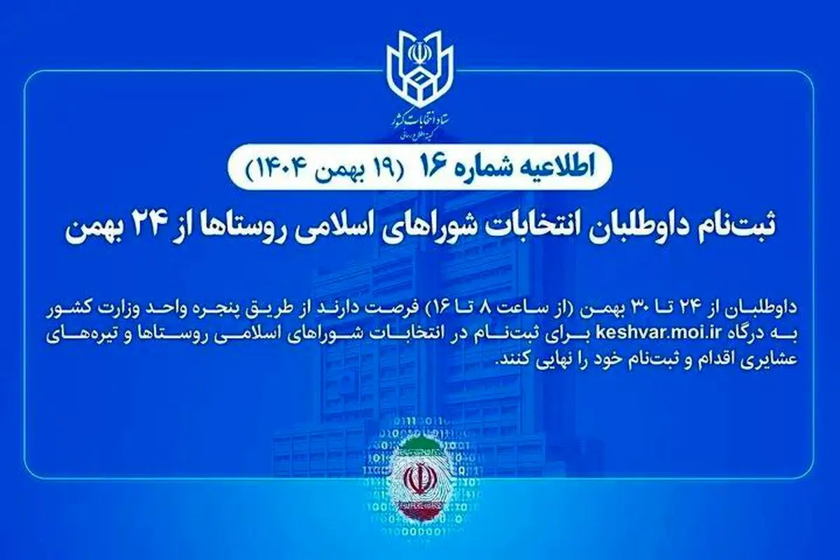 جزئیات ثبت‌نام داوطلبان انتخابات شوراهای اسلامی روستاها از ۲۴ بهمن