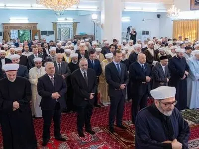 اقامه نماز عید قربان با حضور بشار اسد در ‌مسجد دمشق