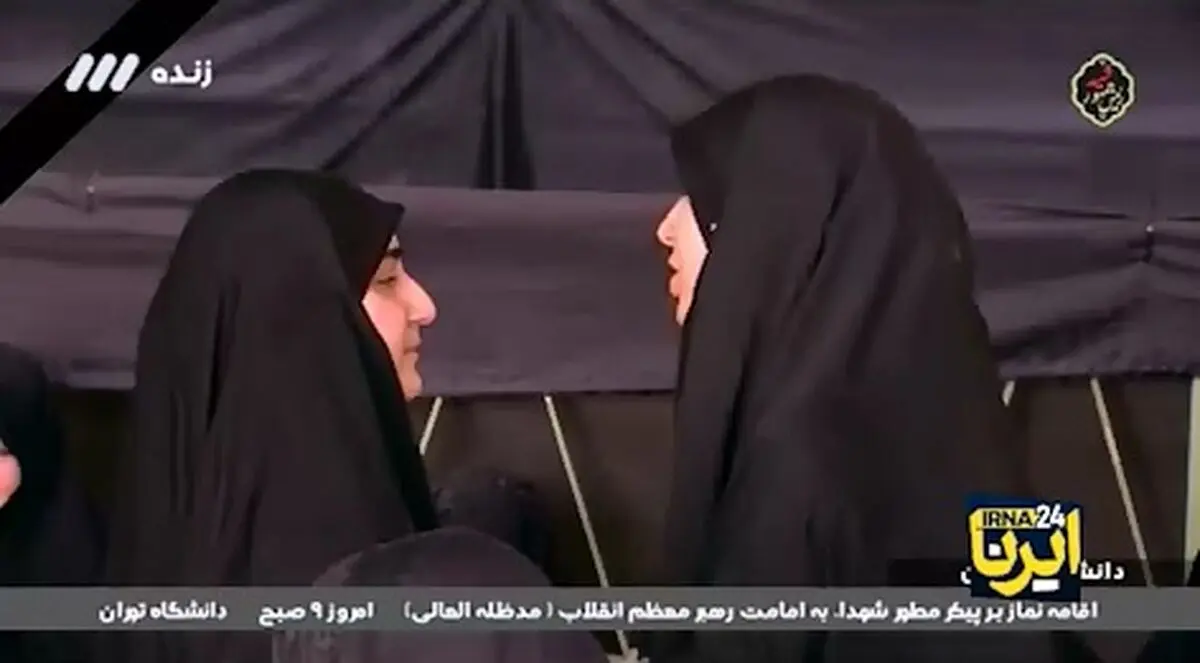 دختران رئیسی و سردار سلیمانی در مراسم تشییع رییس‌جمهور + فیلم 