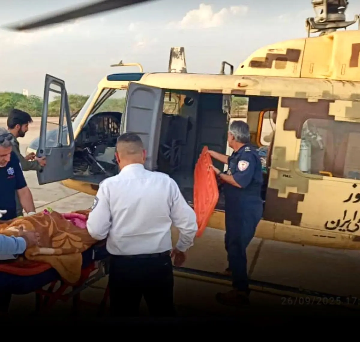 دختر خردسال مسجدسلیمانی با بالگرد اورژانس به اهواز منتقل شد