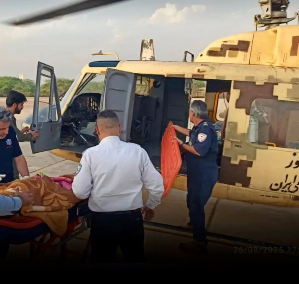 دختر خردسال مسجدسلیمانی با بالگرد اورژانس به اهواز منتقل شد