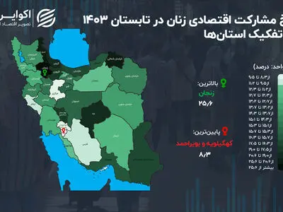 بالاترین نرخ مشارکت اقتصادی زنان برای استان زنجان 