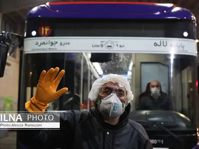 ضدعفونی اتوبوس های «بی آر تی» تهران