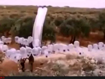 فیلم / به هوا فرستادن بالن بمب های داعش برای شکار جنگنده های روسی