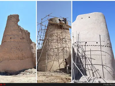 اتمام مرحله اول مرمت برج و باروی شهر بسطام و سبک سازی بام مسجد ایلخانی