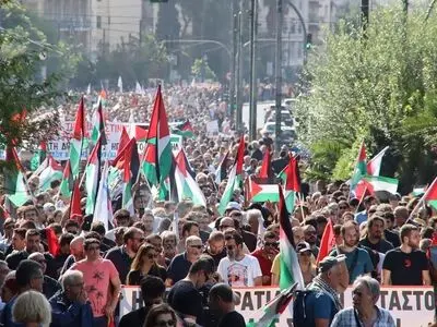 تجمع گسترده تشکل‌های کارگری یونان در همبستگی با فلسطین
