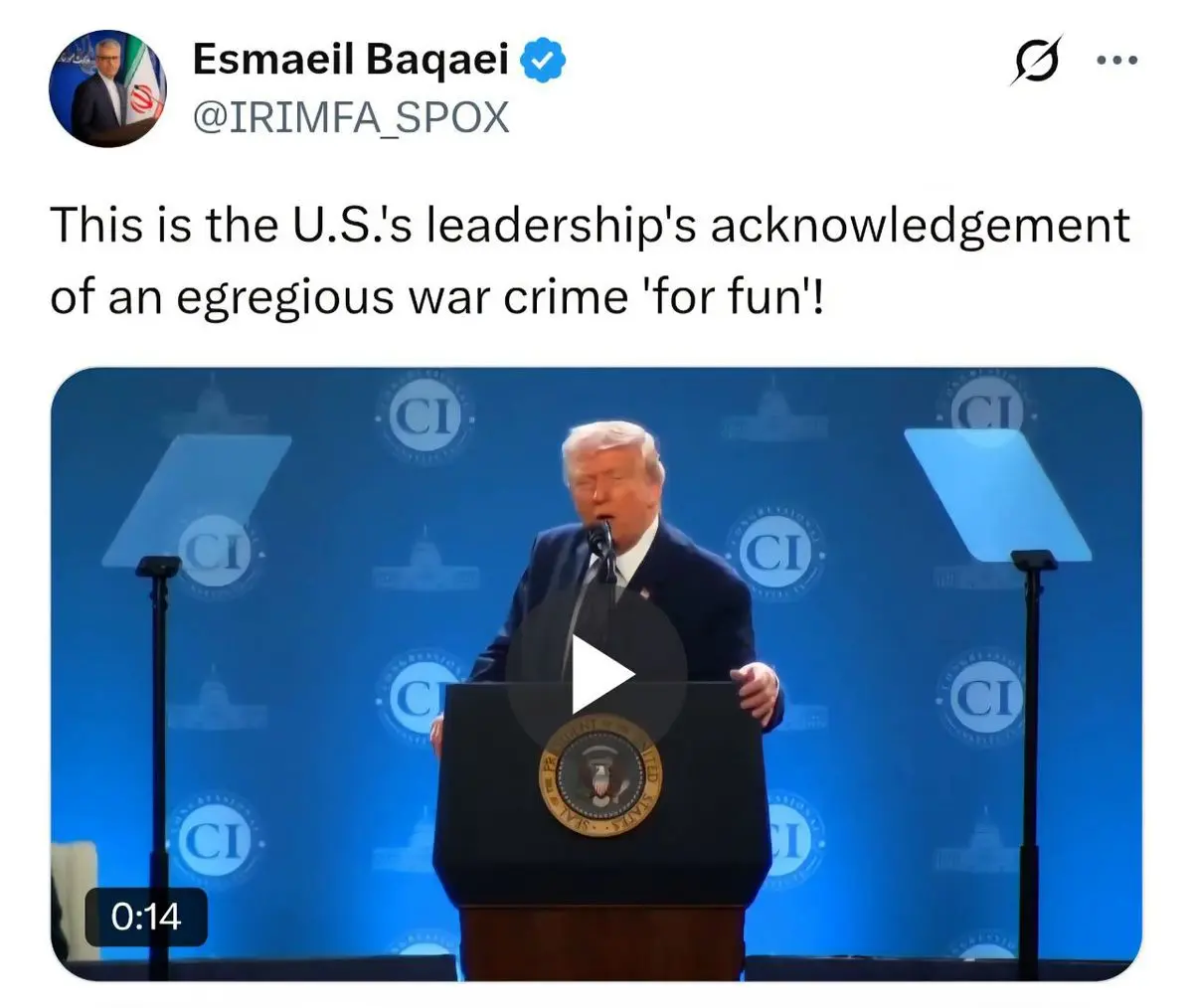 اعتراف رئیس‌جمهور آمریکا به ارتکاب جنایتی شنیع برای سرگرمی

