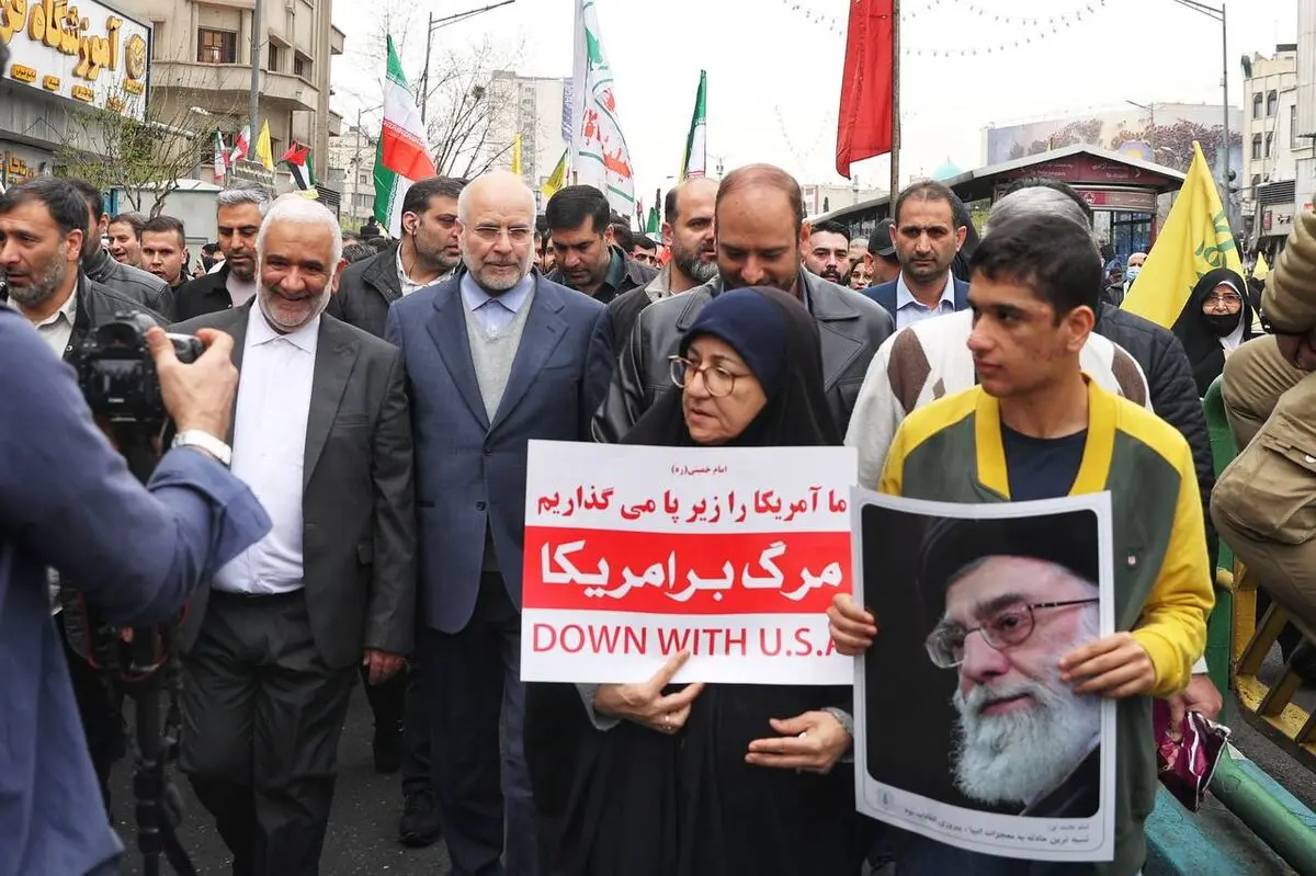 حضور رئیس مجلس در راهپیمایی روز جهانی قدس