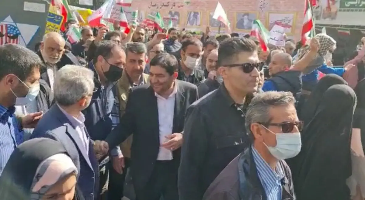 حضور معاون اول رئیس‌جمهور در راهپیمایی ۱۳ آبان