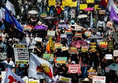 اعتراض کارگران فیلیپین به گرانی سوخت با وقوع جنگ در خاورمیانه