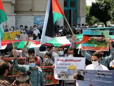 تظاهرات شعبیة حاشدة في طهران دعما للشعب الفلسطینی وتندیدا بجرائم الکیان الصهیوني