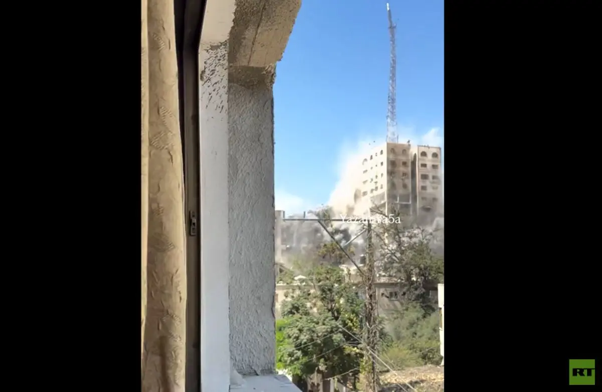 فرو ریختن یک برج مسکونی دیگر در غزه
