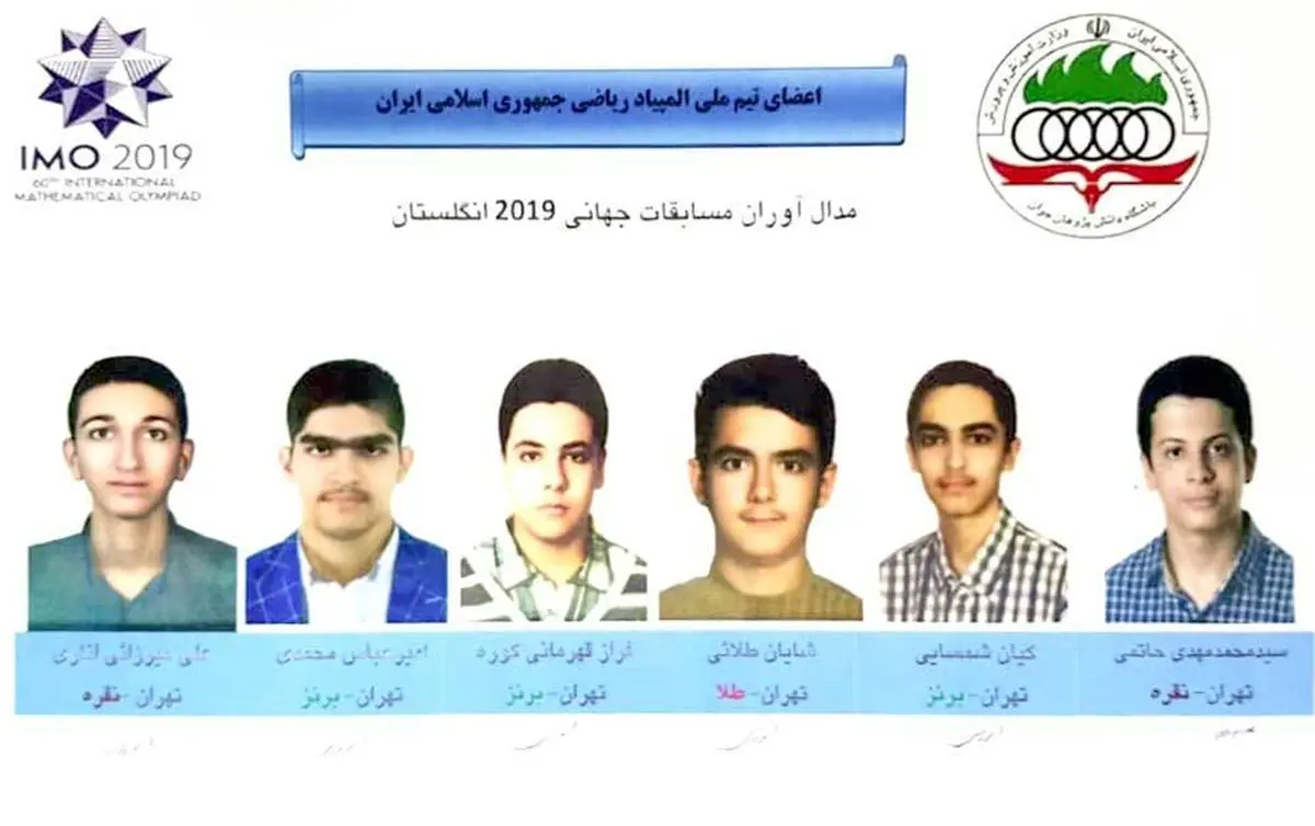 کسب 1 مدال طلا، 2  نقره و 3 برنز توسط دانش‌آموزان ایرانی در المپیاد جهانی ریاضی