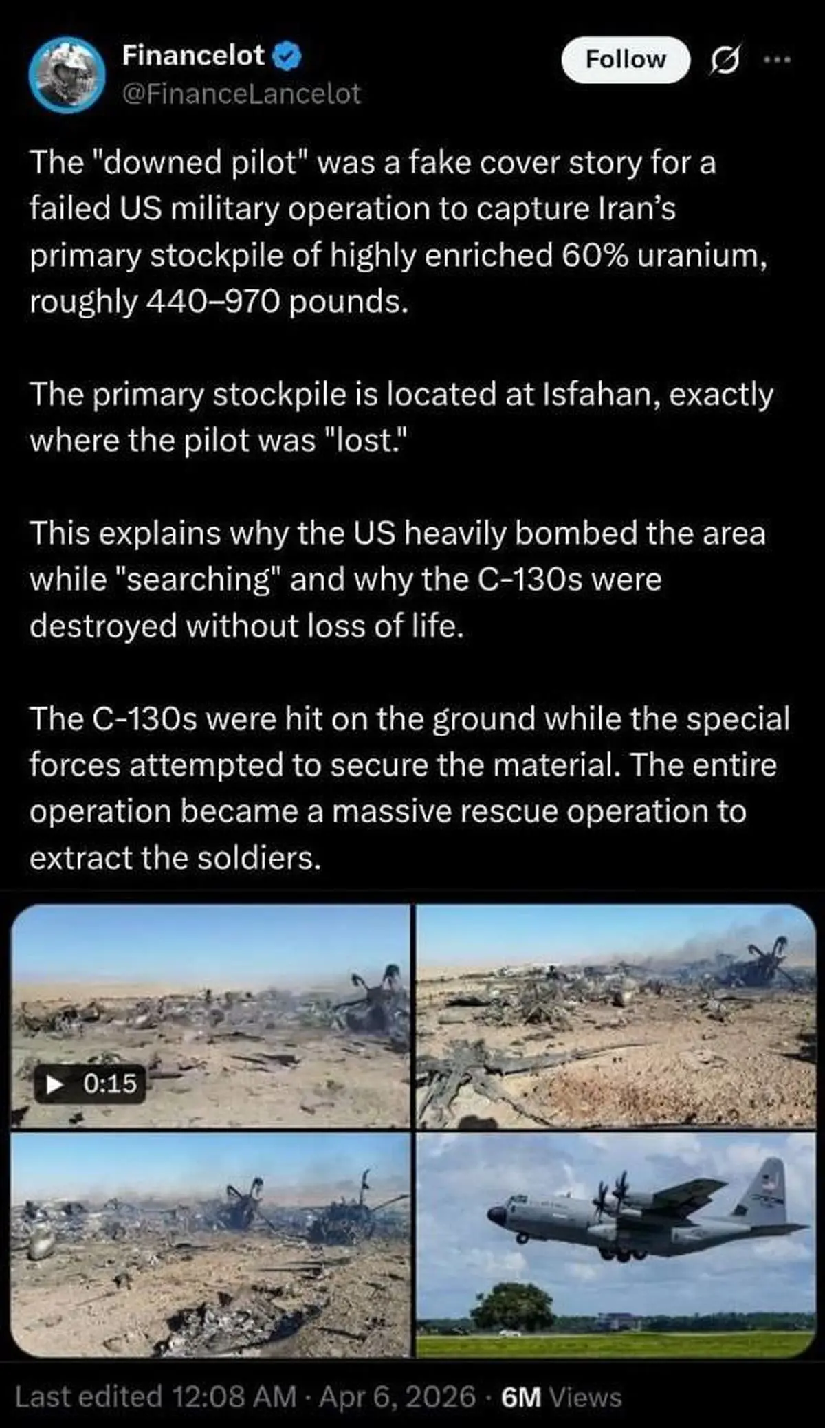 توییت کاربران خارجی:خلبان سرنگون‌شده، یک داستان پوششی جعلی بود