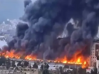 آتش‌سوزی عظیم در بازاری در مرکز تفلیس گرجستان + فیلم