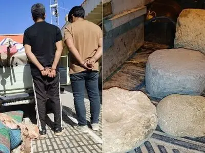 کشف ۴ پایه ستون اشیاء تاریخی در مرودشت/۲ نفر دستگیر شدند