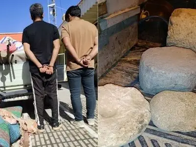 کشف ۴ پایه ستون اشیاء تاریخی در مرودشت/۲ نفر دستگیر شدند