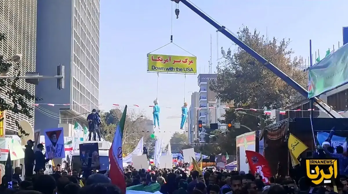 ترامپ و نتانیاهو به دار آویخته شدند + فیلم