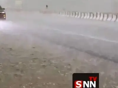 غافلگیری عربستانی ها؛ بارش شدید تگرگ در شمال ابها + فیلم