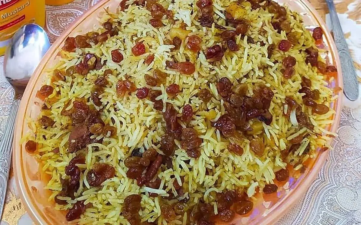 طرز تهیه کشمش پلو مازندرانی مجلسی
