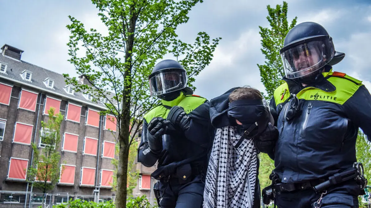 The University of Amsterdam suspends studies after violence erupts during a pro-Palestine march 