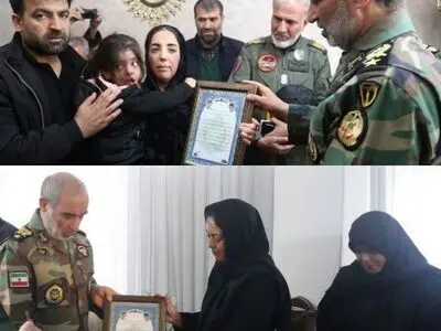 فرمانده نیروی زمینی ارتش با خانواده شهیدان سرو آزاد و کیانی دیدار کرد