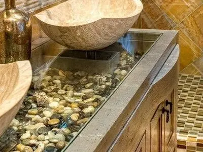 تزیین حمام و دستشویی با سنگریزه و قلوه سنگ+تصاویر