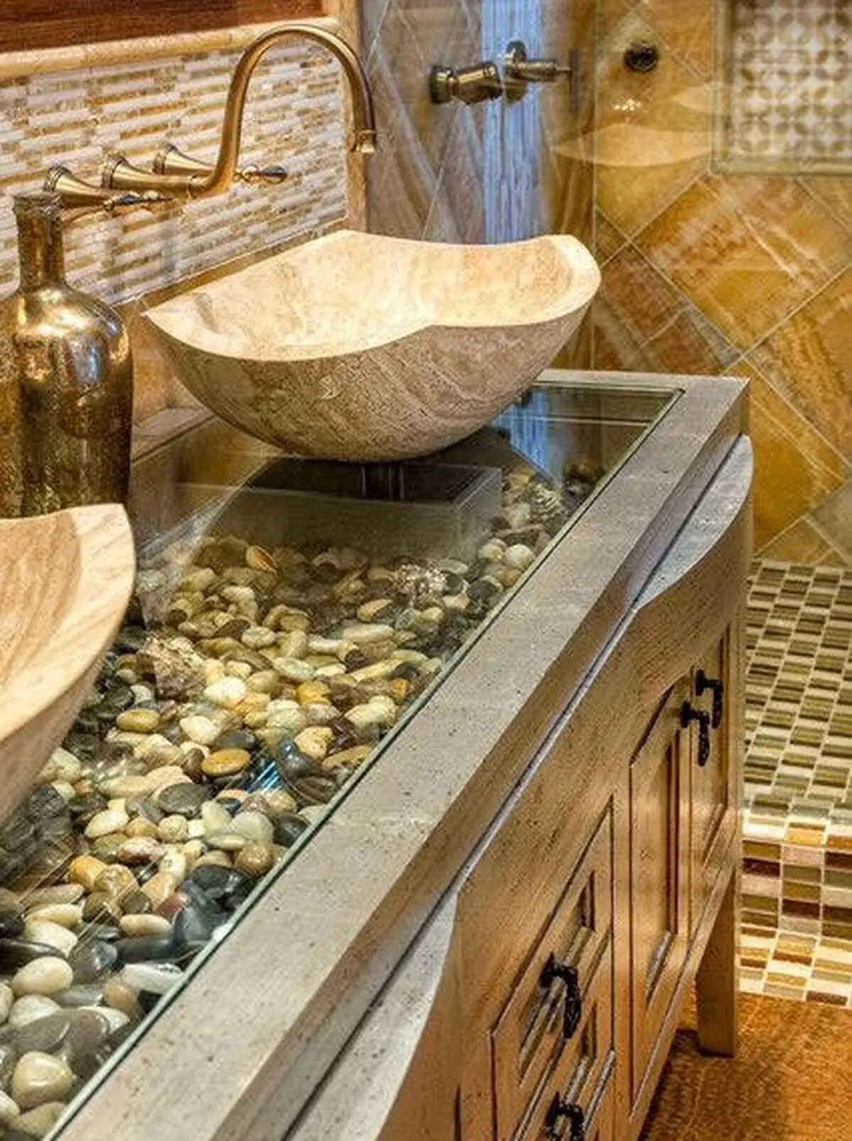 تزیین حمام و دستشویی با سنگریزه و قلوه سنگ+تصاویر