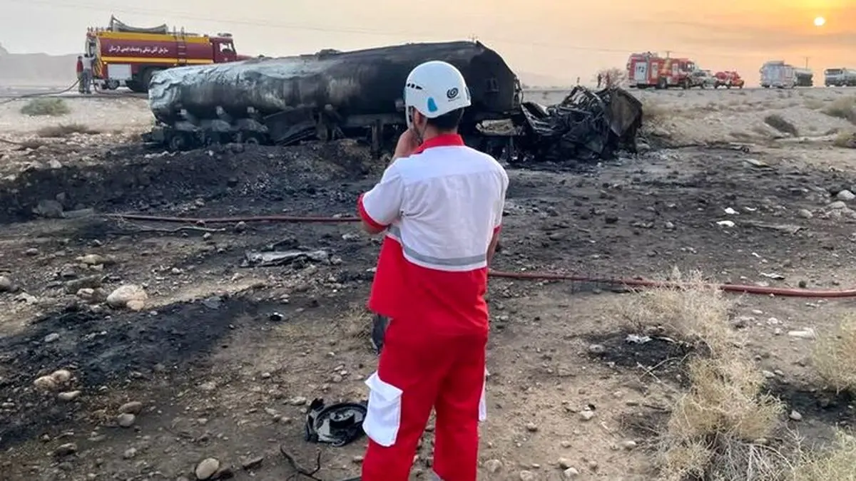 مرگ دو کارگر راننده بر اثر  آتش گرفتن تانکر سوخت