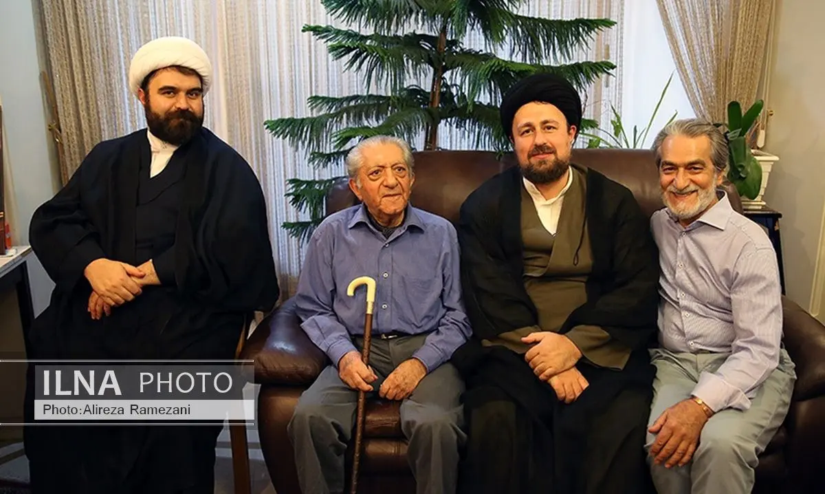  سیدحسن خمینی با عزت‌الله انتظامی دیدار کرد + تصاویر