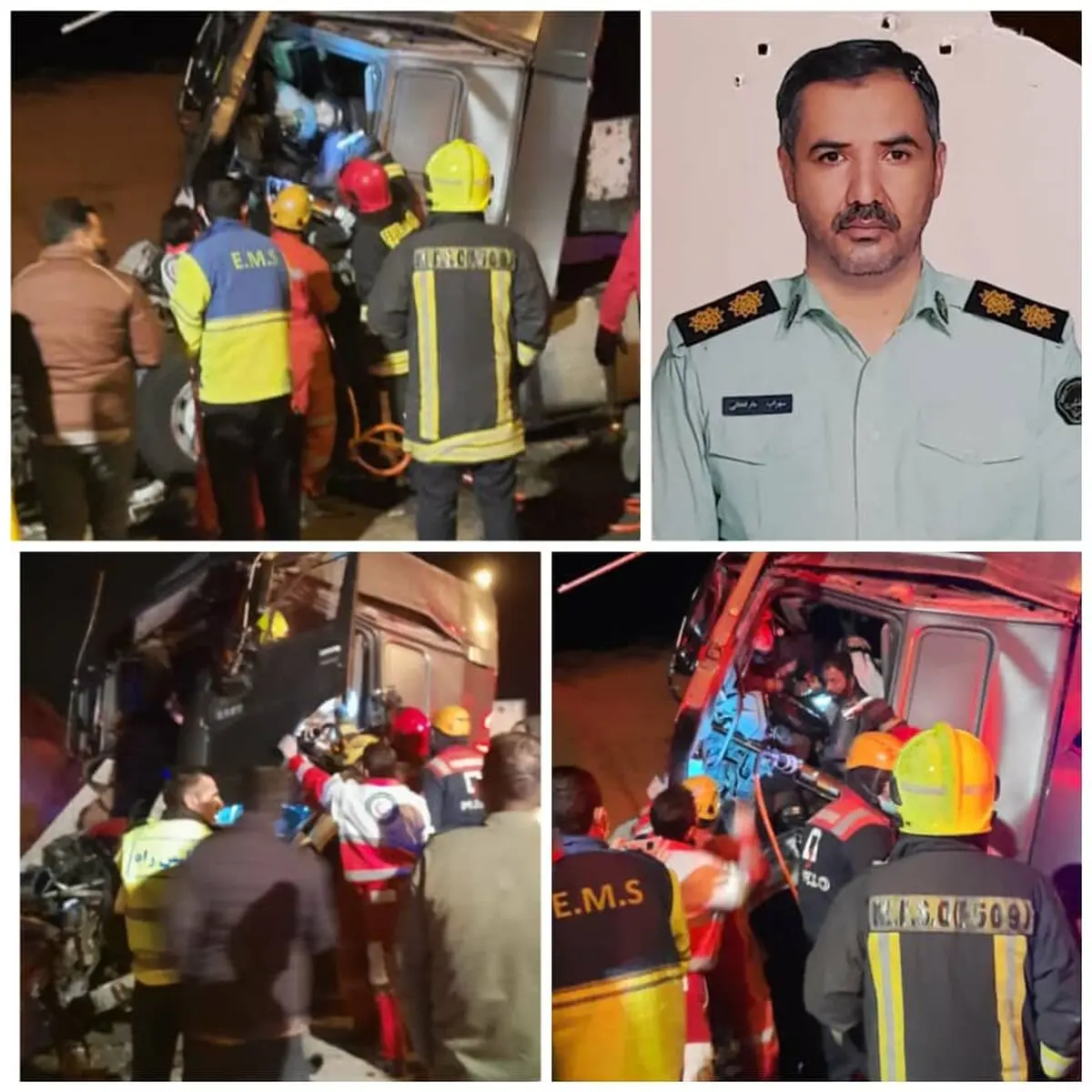 عروج شهادت گونه یک پلیس و دو مصدوم در برخورد دو دستگاه تریلی در نزدیکی مشهد