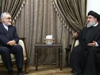 السید حسن نصر الله یستقبل علاء الدین بروجردی