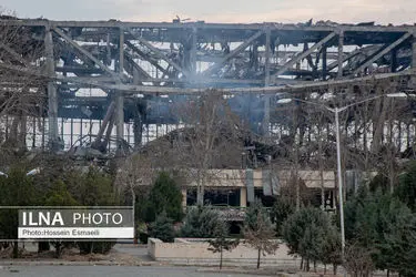 نمایی  بیرونی  از حمله هوایی به سالن ۱۲ هزار نفری آزادی 