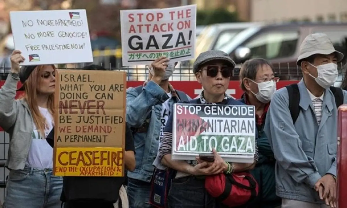 برگزاری تظاهرات در ژاپن علیه جنگ اسرائیل در غزه