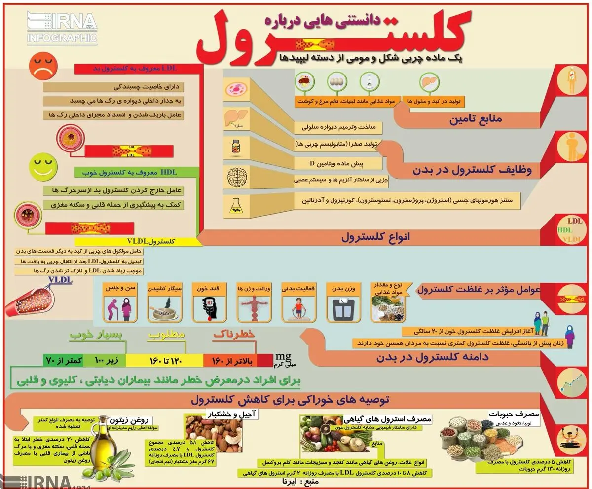  اینفوگرافیک دانستنی‌هایی درباره کلسترول