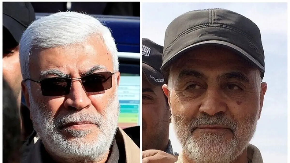 تصویر سردار سلیمانی و المهندس نزدیک سفارت آمریکا در بغداد