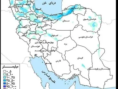 گلستان، مازندران، گیلان و آذربایجان شرقی پربارش‌ترین استان‌ها در هفته جاری