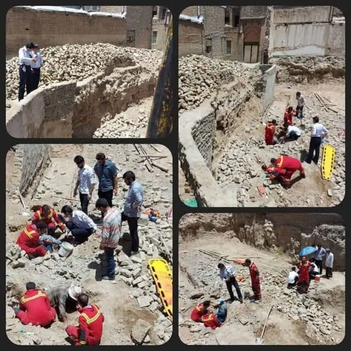 نجات جان دو کارگر محبوس شده از زیر آوار در بروجرد
