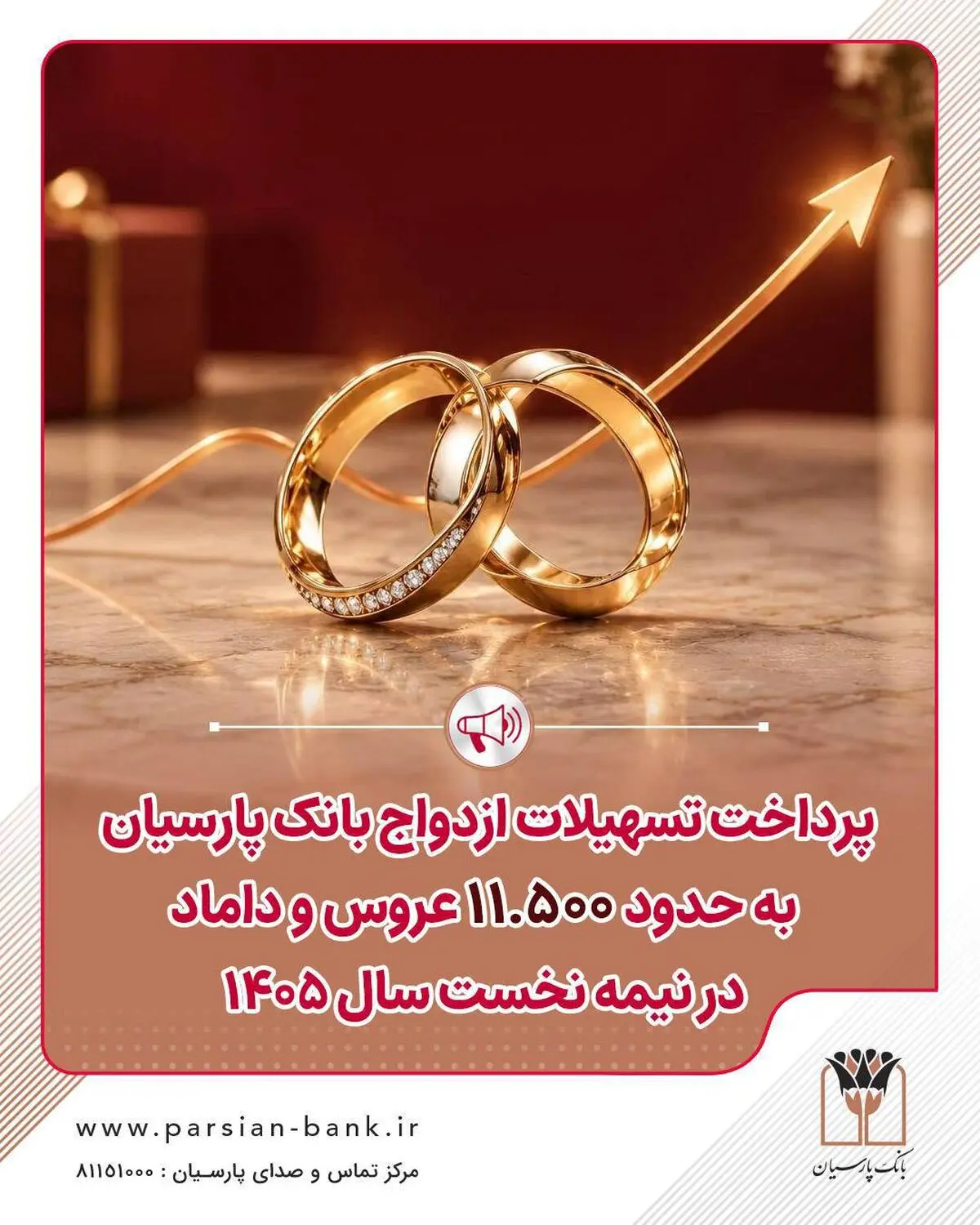 پرداخت تسهیلات ازدواج بانک پارسیان به حدود 11 هزار و 500 عروس و داماد در نیمه نخست سال 1405