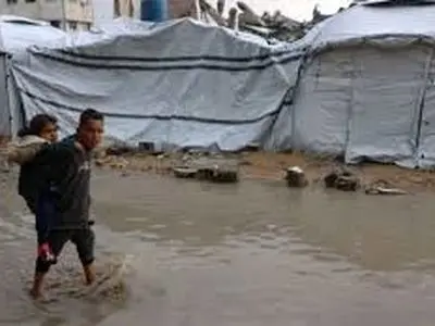  وضعیت بیمارستان شفا در غزه پس از بارش‌ شدید باران + فیلم