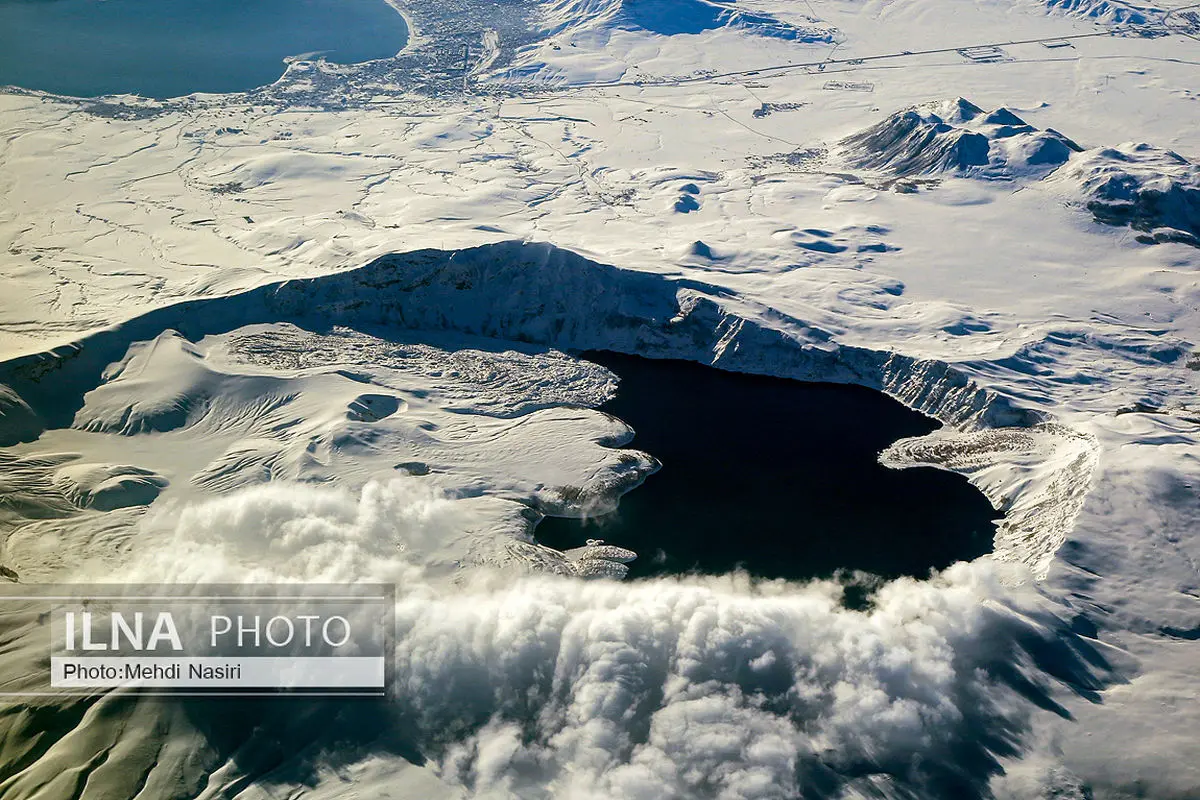 Aerial images of the snowy mountains on the border of Iran and Türkiye