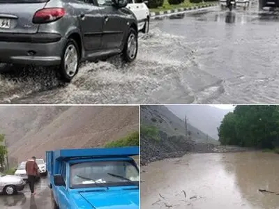 شدت باران منجر به آبگرفتگی برخی معابر در کرج شد