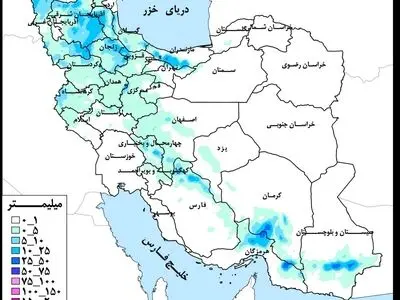وقوع بارش در نوار شمالی، غرب و جنوب شرق کشور