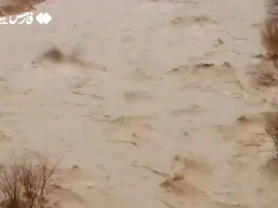 بارش شدید باران باعث طغیان رودخانۀ دشتک چهارمحال‌وبختیاری شد + فیلم