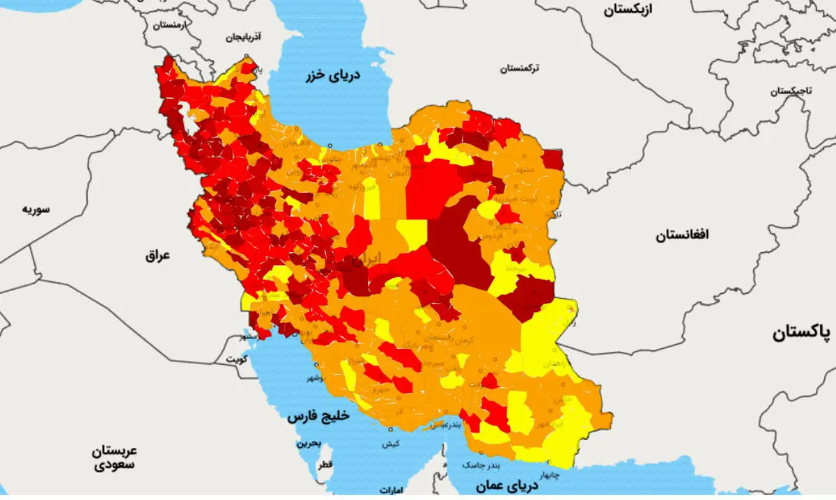 ​خروج ۱۵  شهر فارس از وضعیت قرمز کرونایی  