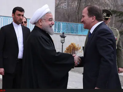 فیلم/استقبال رسمی رییس جمهور از نخست وزیر سوئد در کاخ سعدآباد