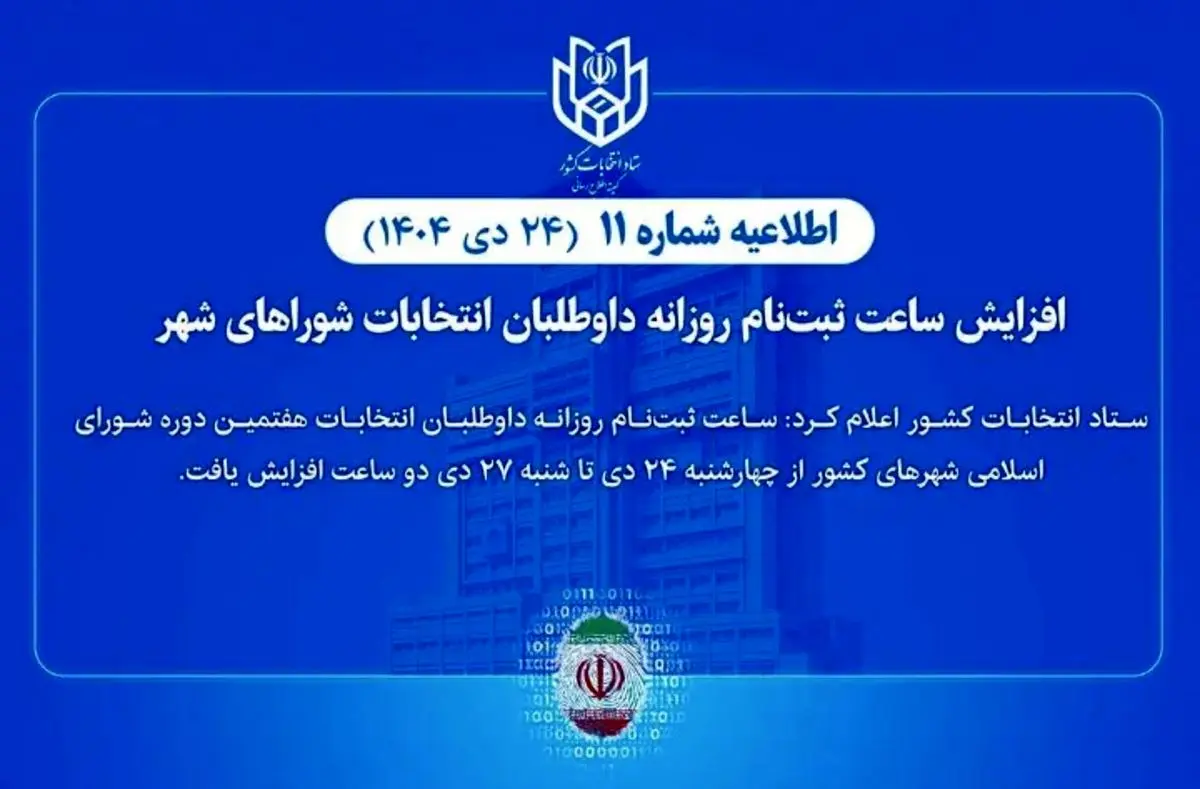 افزایش ساعت ثبت‌نام روزانه داوطلبان انتخابات شوراهای شهر

