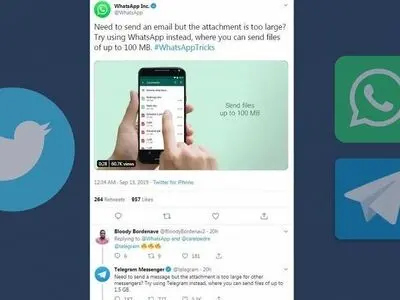 پاسخ طنزآمیز تلگرام به توییت واتس‌اپ