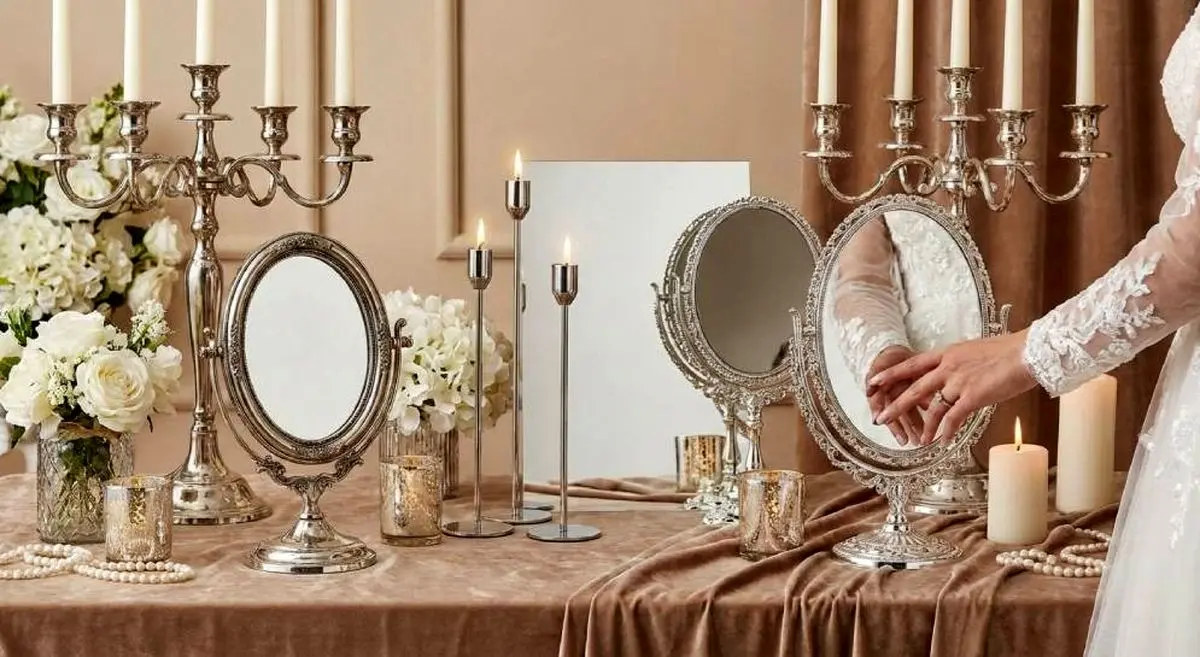بهترین مدل‌های آینه و شمعدان نقره برای عروس خانم‌های امسال