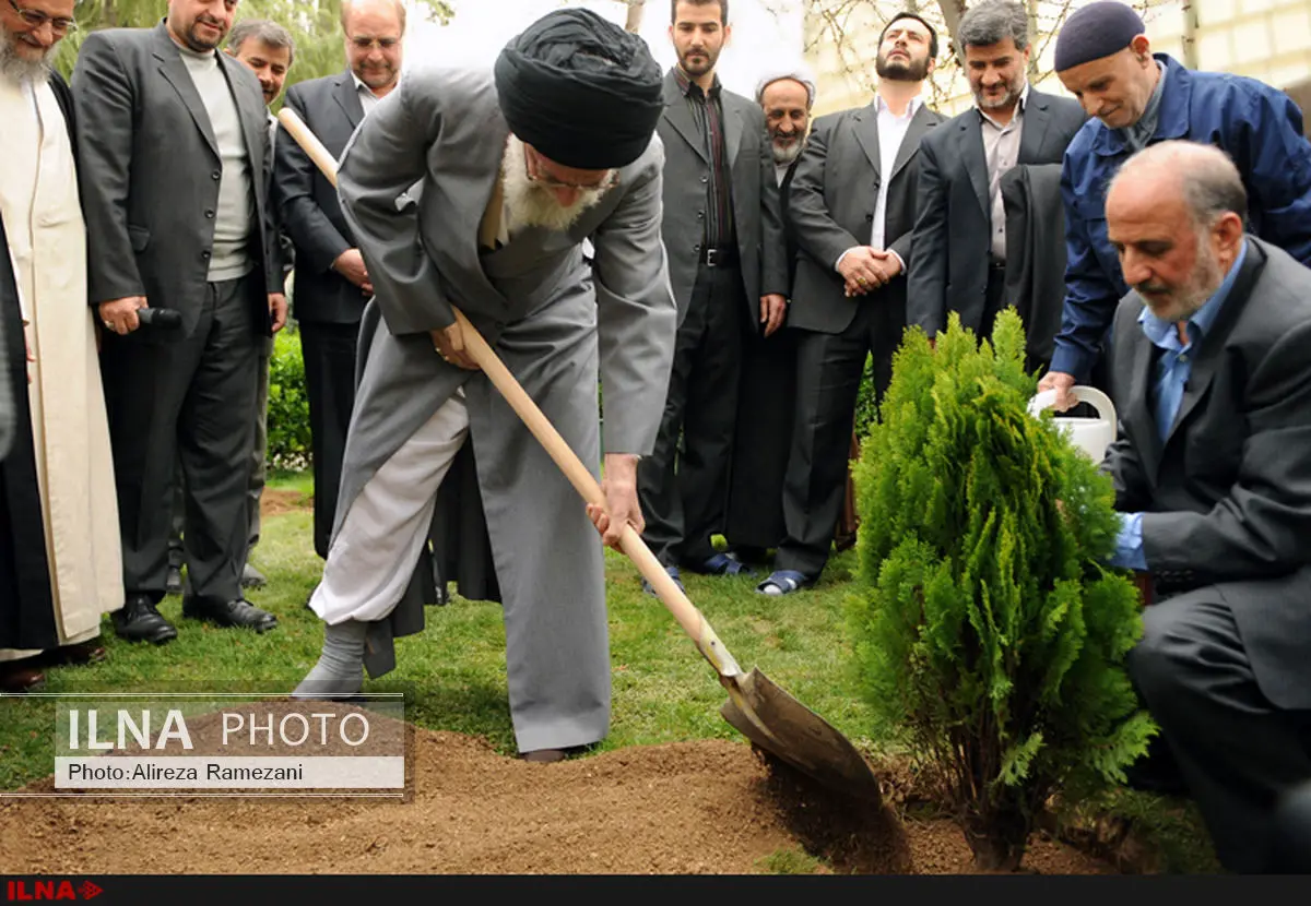 کاشت نهال توسط رهبر انقلاب در هفته منابع طبیعی